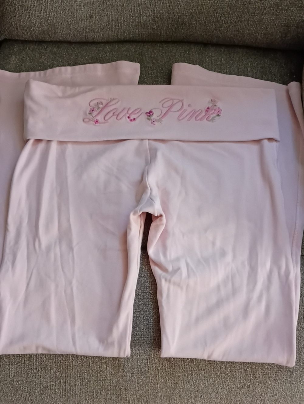 PINK Victoria's Secret Pale Pink Fold-Over Waist Lounge Pants